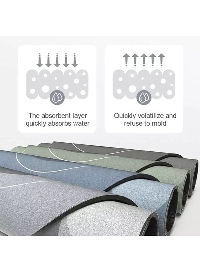 ETENTOUS دواسة حمام مانعة للانزلاق بساط أرضية سريع الامتصاص والتجفيف سميك ولطيف على البشرة قابل للغسل في الغسالة مقاس 40×60 سم لون أزرق داكن - Image 4